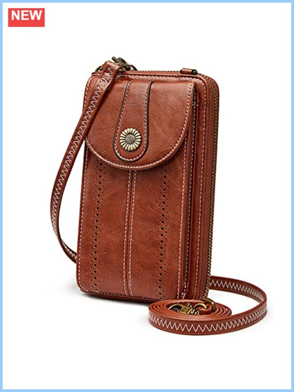 RFID Blocking Crossbody Cell Phone Purse PU Leather Wallet